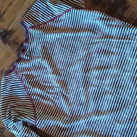 Prana Zoe Long Raglan Sleeve Scoop Neck Top. Stripes/Cloud Trim. Sz L. - Picture 7 of 11